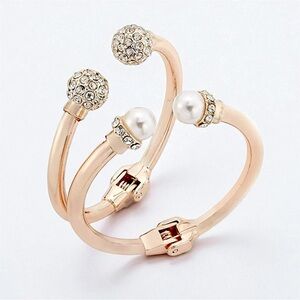 Two Rose Gold Hinged Bangle Bracelets - INC Gift Boxed Bracelet Set
